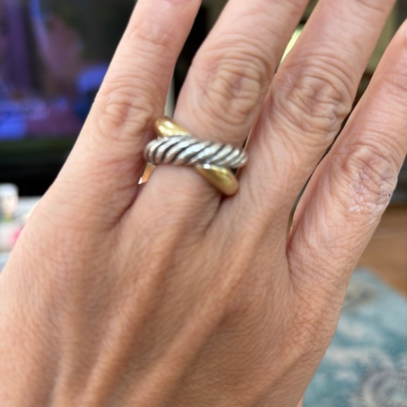 Silver and Gold Twisted Rope Ring - Picture 8 of 8